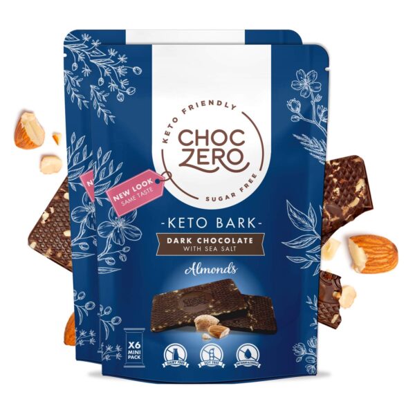 ChocZero Keto Bark Dark Chocolate with Almonds 170g Bag - Image 2