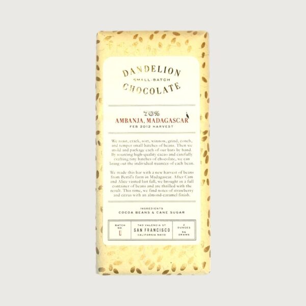 Dandelion Chocolate Bean-to-Bar 70% Ambanja, Madagascar 56g - Image 5