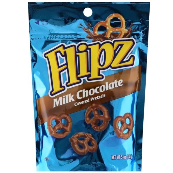 Flipz Milk Chocolate Covered Pretzels 141g Bag - Image 2