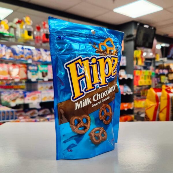 Flipz Milk Chocolate Covered Pretzels 141g Bag - Image 3