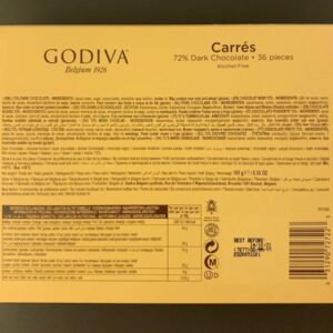 Godiva Carrés 72% Dark Chocolate 36-pc Box