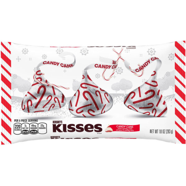 Hershey's Kisses Candy Cane (Mint & White Choc) 283g Bag - Image 4