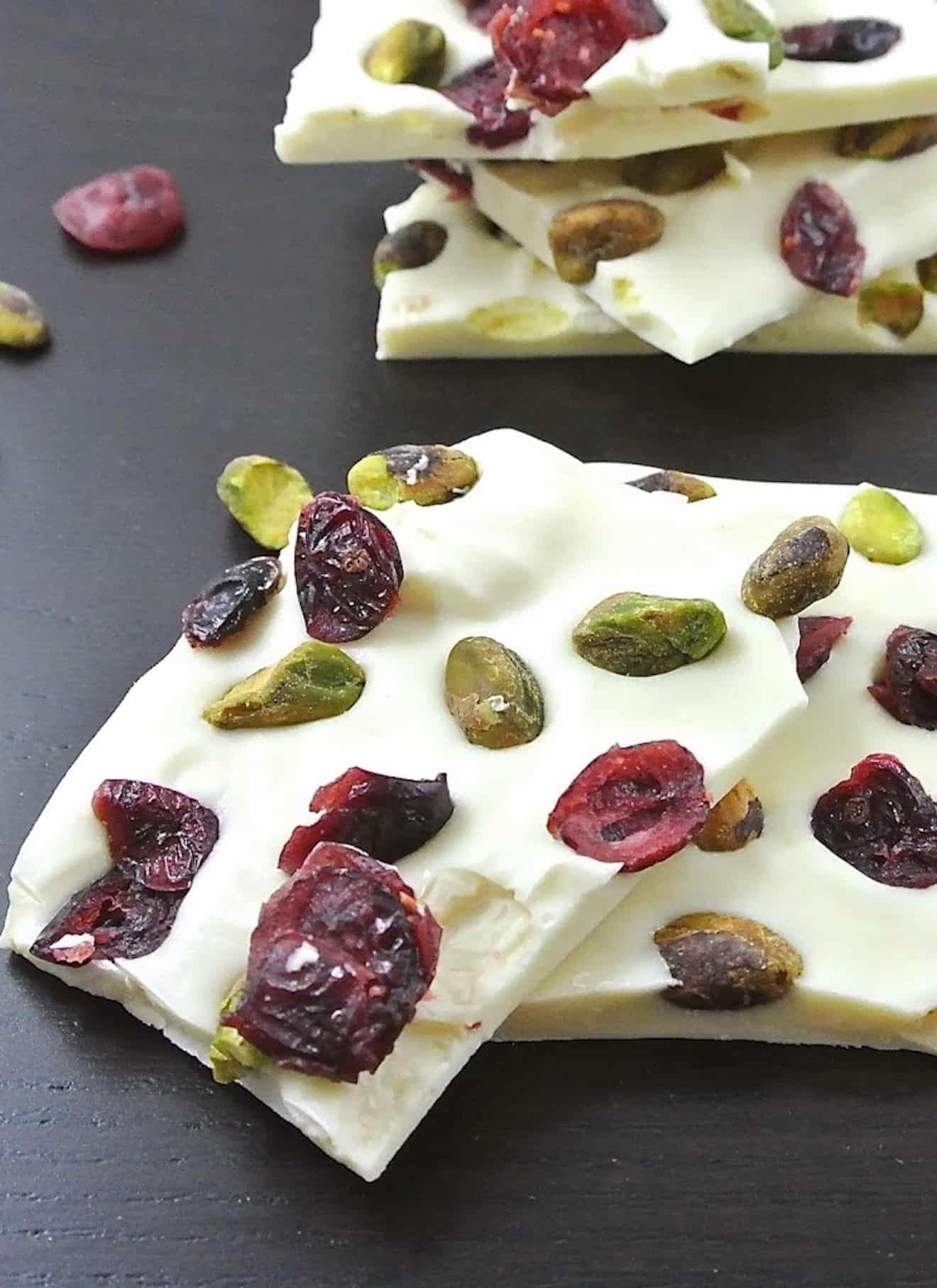 House Brand Chocolate Bark White Chocolate with Cranberries & Pistachios 200g Bag - Image 2