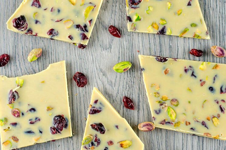 House Brand Chocolate Bark White Chocolate with Cranberries & Pistachios 200g Bag - Image 3