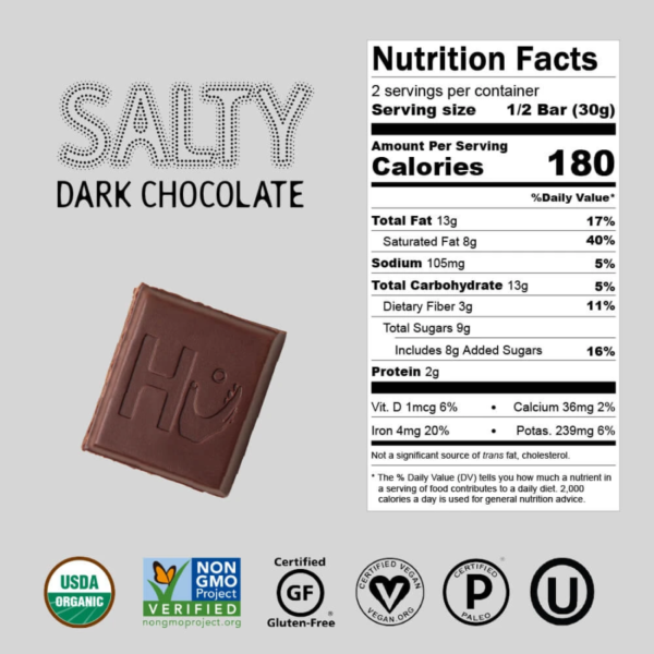 Hu Salty Dark Chocolate Bar 70% Cacao 60g - Image 3