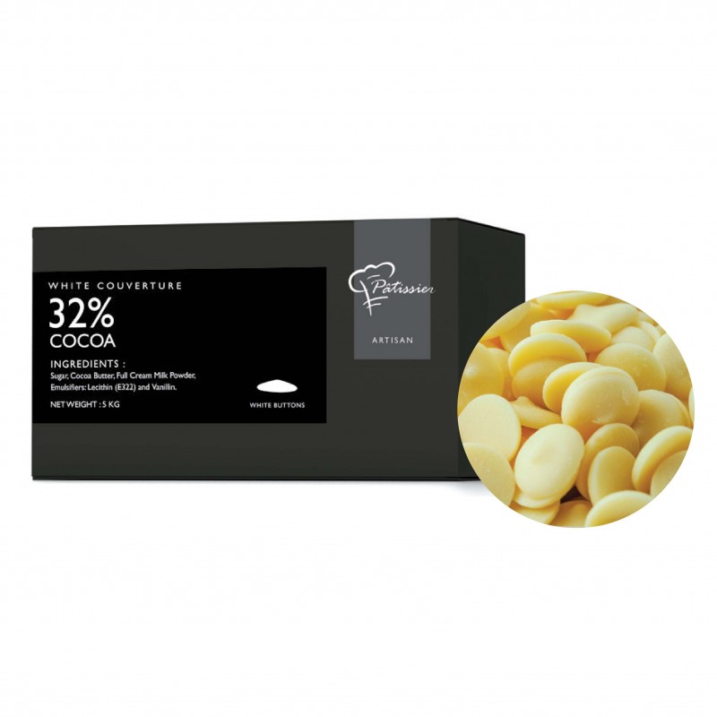 Icam Professional Couverture 32% White 5kg Bag Professional Baking