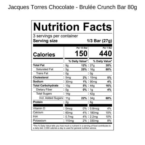 Jacques Torres Brûlée Crunch Caramelized Sugar in Dark Chocolate 113g Bar - Image 3