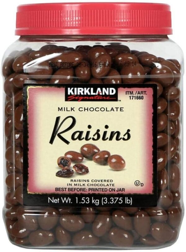 Kirkland Signature Chocolate Covered Raisins Milk Chocolate 1.53kg Jar