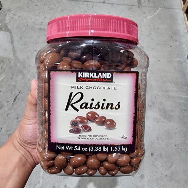 Kirkland Signature Chocolate Covered Raisins Milk Chocolate 1.53kg Jar - Image 3