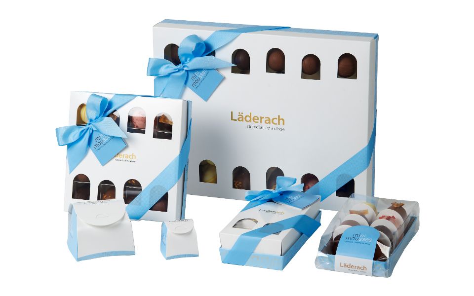 Läderach Mini Mousses "Milk, Dark, White Assortment" 12-pc Box - Image 3