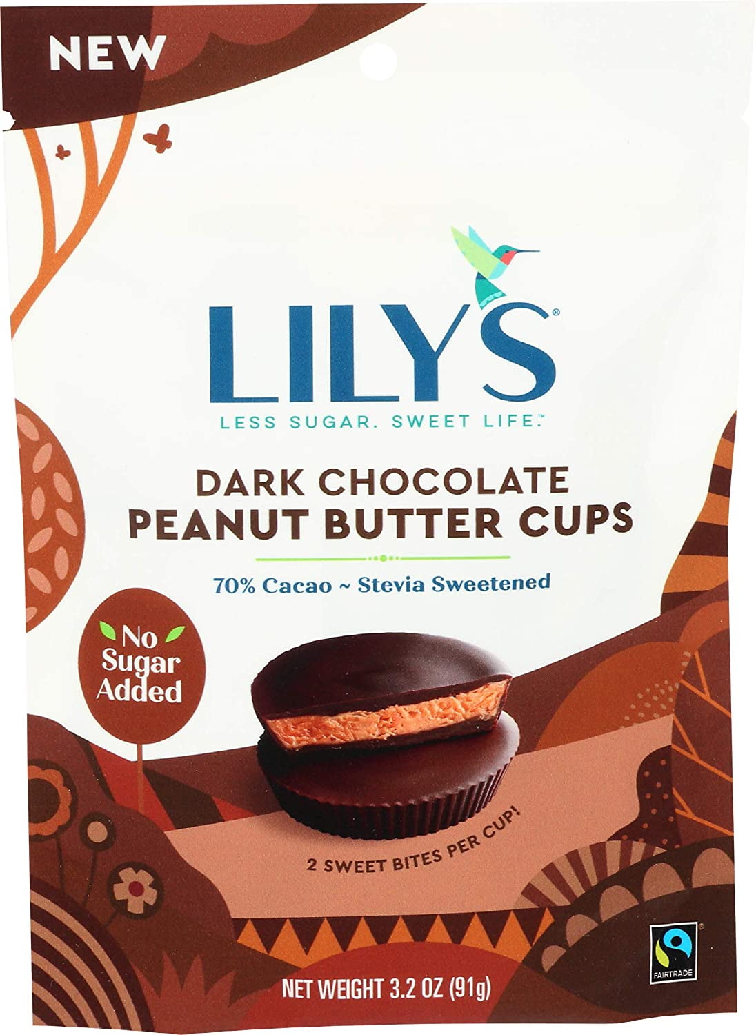 Lily's Sugar-Free Peanut Butter Cups Dark Chocolate 92g Bag