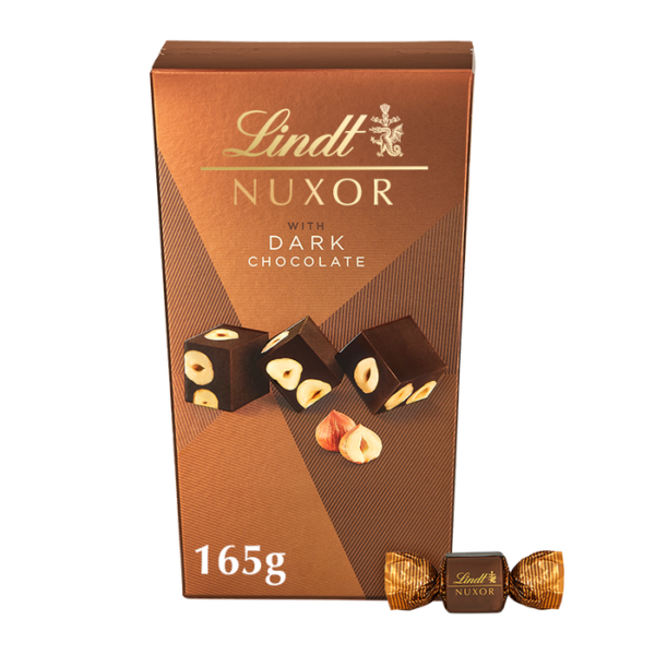 Lindt Nuxor Dark Chocolate with Whole Hazelnuts 165g Box - Image 3