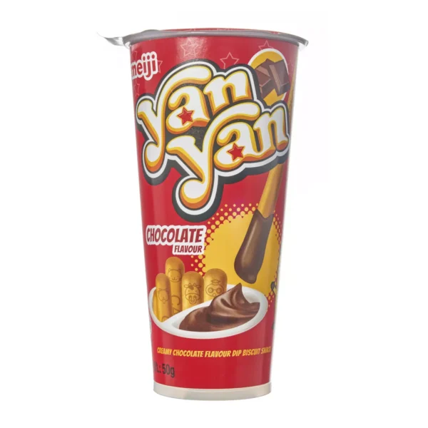 Meiji Yan Yan Chocolate Crème Dip with Biscuit Sticks 50g Cup - Image 2