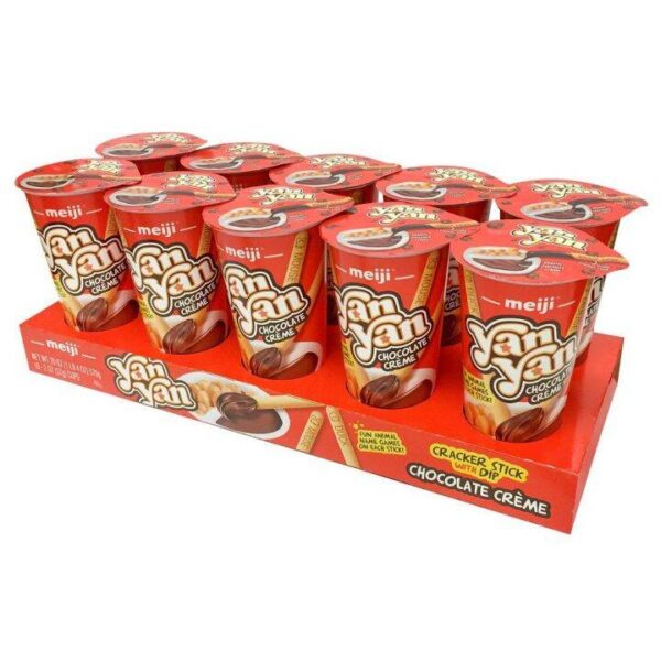 Meiji Yan Yan Chocolate Crème Dip with Biscuit Sticks 50g Cup - Image 3