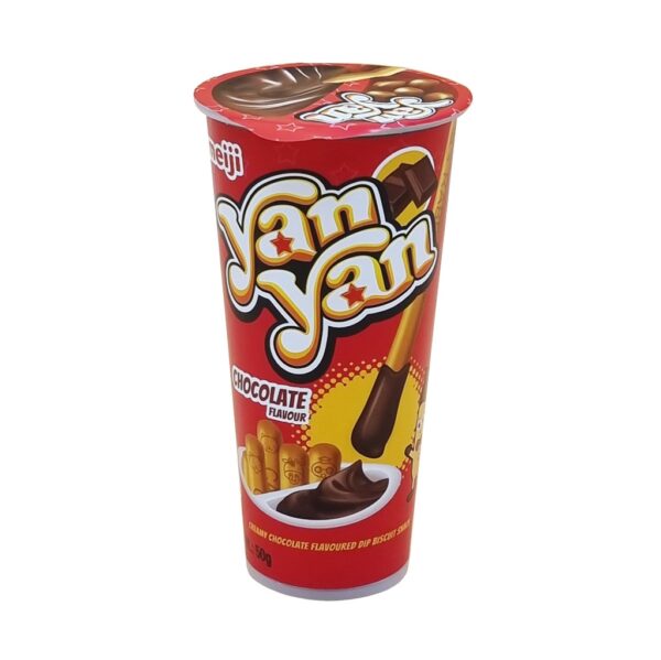 Meiji Yan Yan Chocolate Crème Dip with Biscuit Sticks 50g Cup - Image 4
