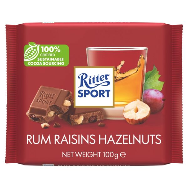 Ritter Sport Square Bar Rum Raisin Hazelnut 100g