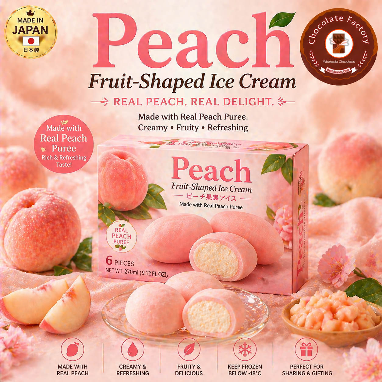 Peach Fruit-Shaped Ice Cream